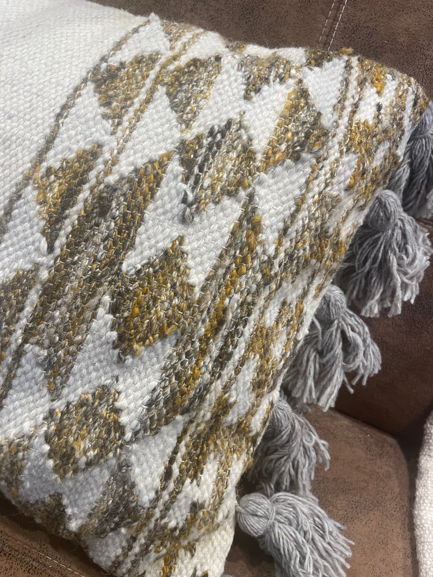 Hand-Woven Wool Kilim Pillow w/Tassels