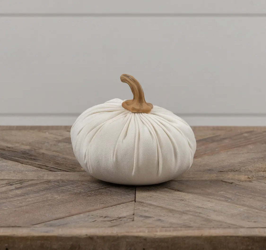 5.5” Off White Fabric Pumpkin