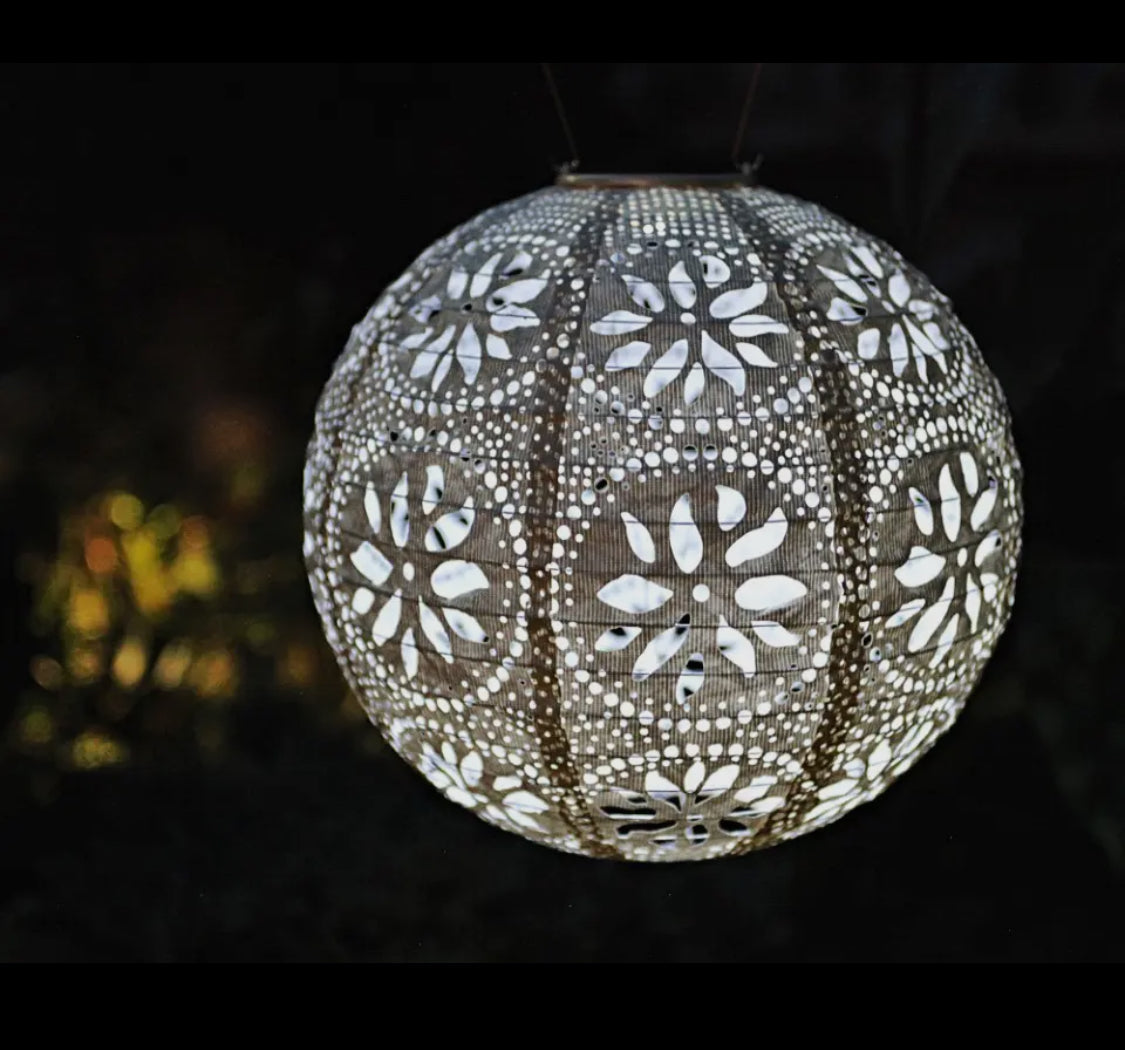 Stella 12” Solar Lantern-Pearl