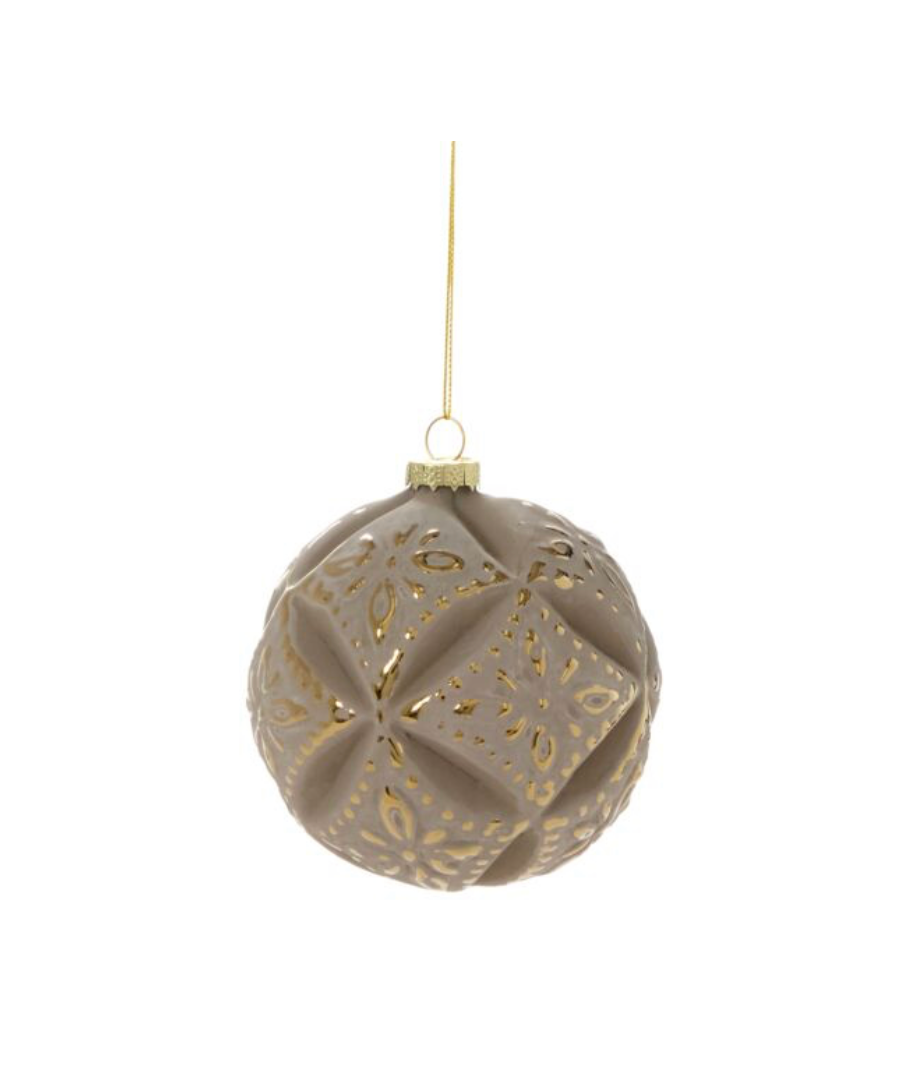 4” Grey Embossed Velvet Ornament