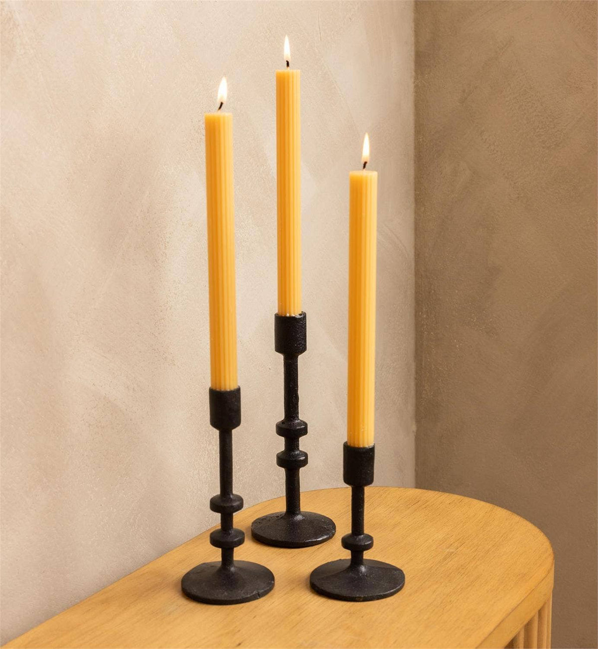 Black Candle Holder - Rustic Cast Iron
