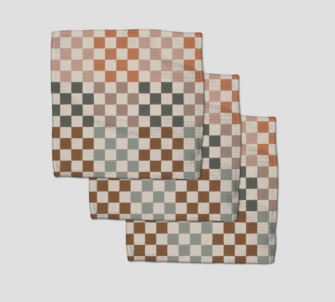 Autumn Checkers Dishcloth Set