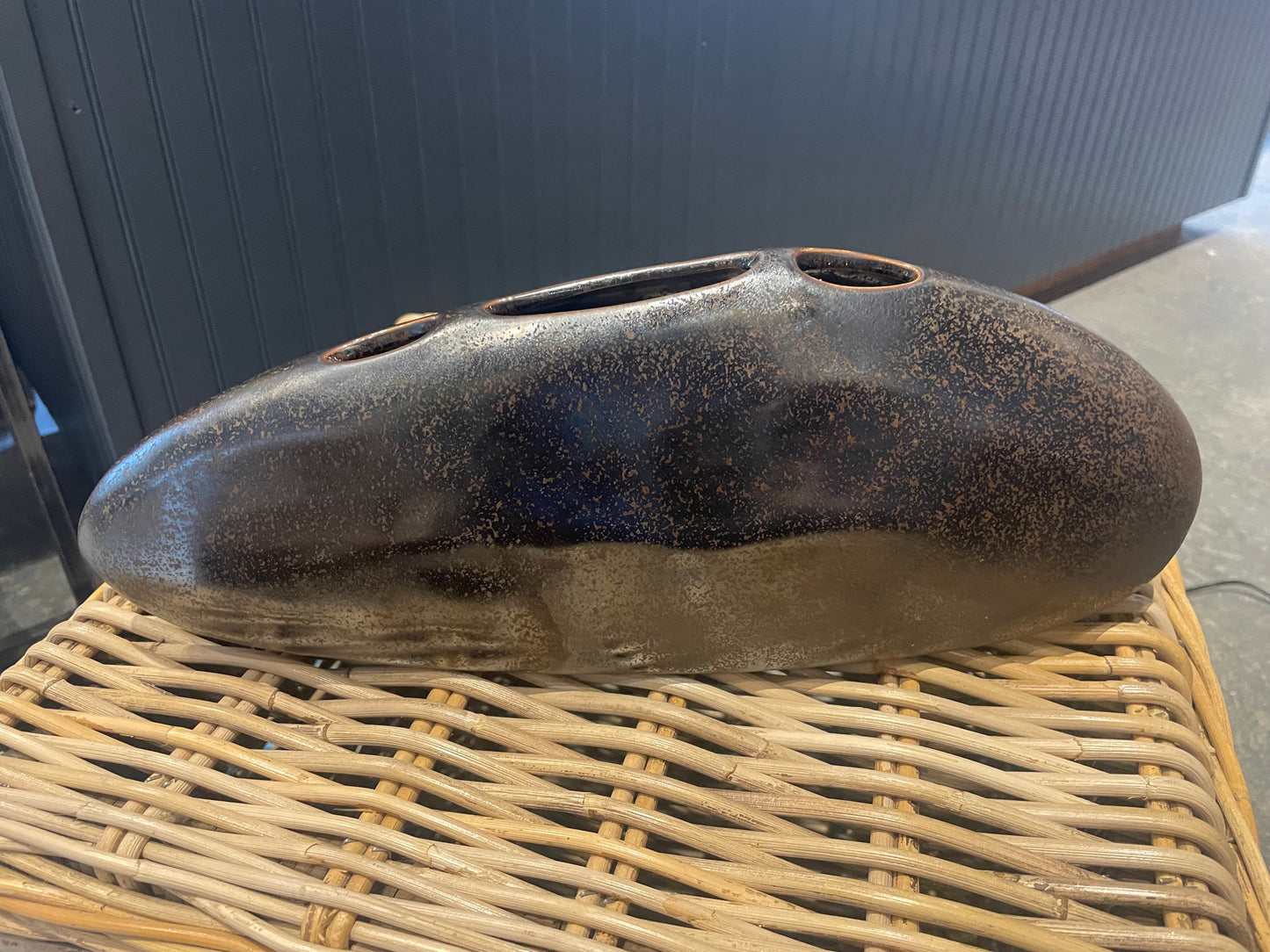 Brown Oval Pottery w/3 openings