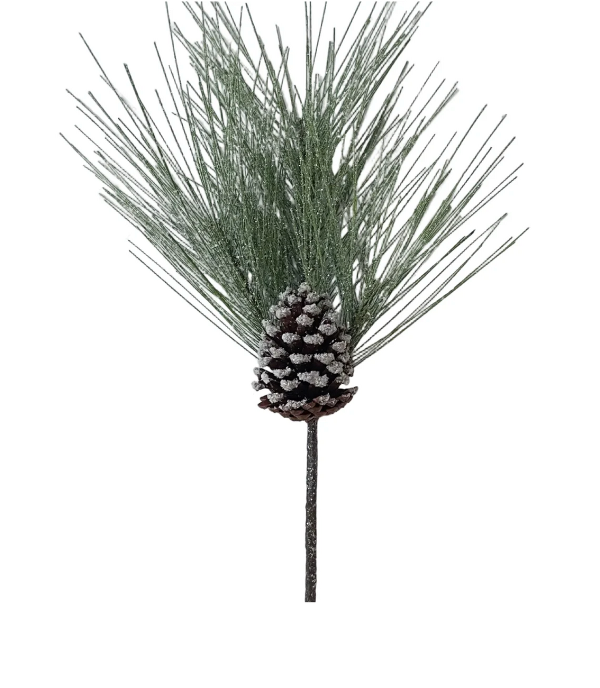21” Frosted Long Needle Pine w/Pinecone Pick