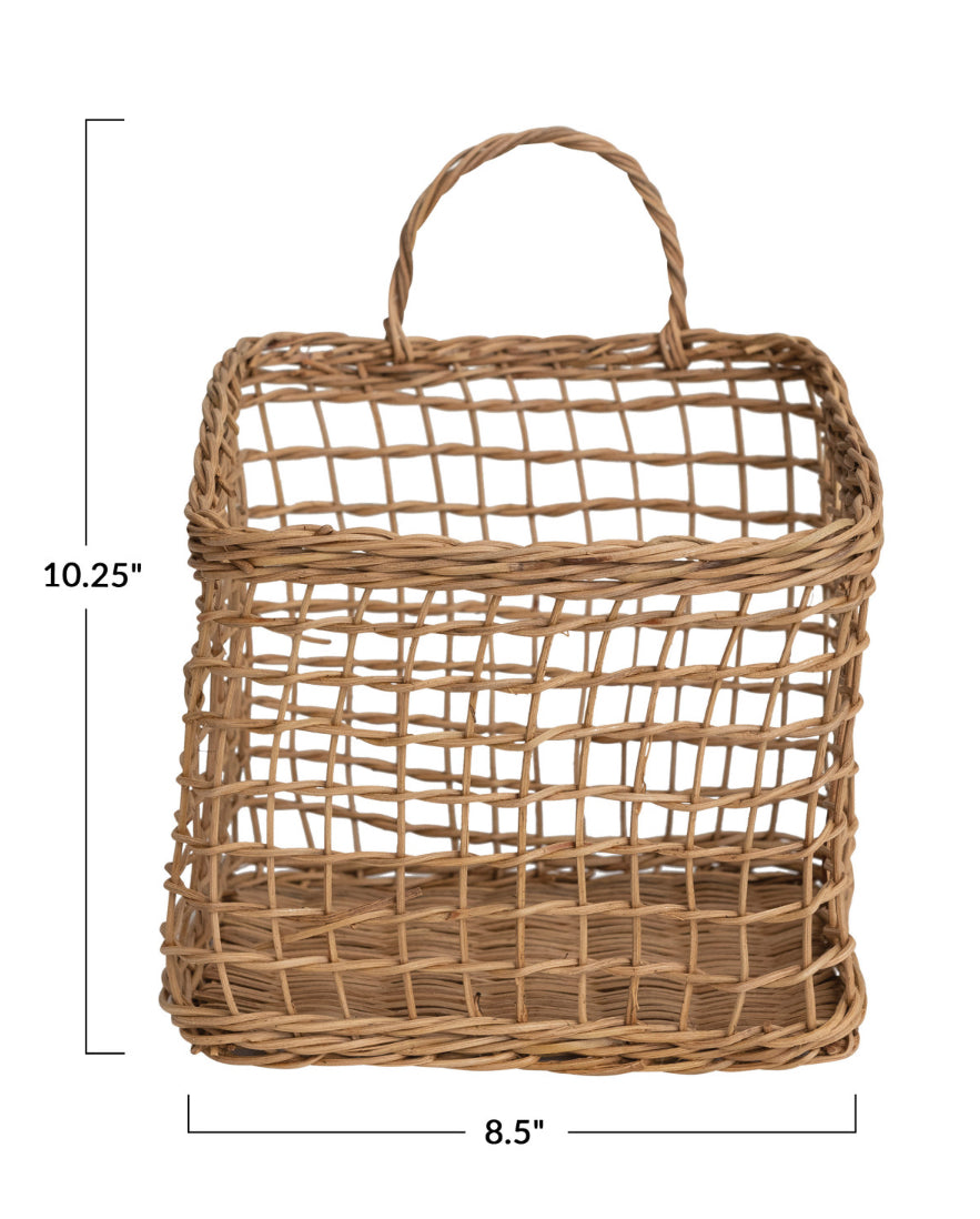 Hand-Woven Seagrass Wall Basket w/Handles