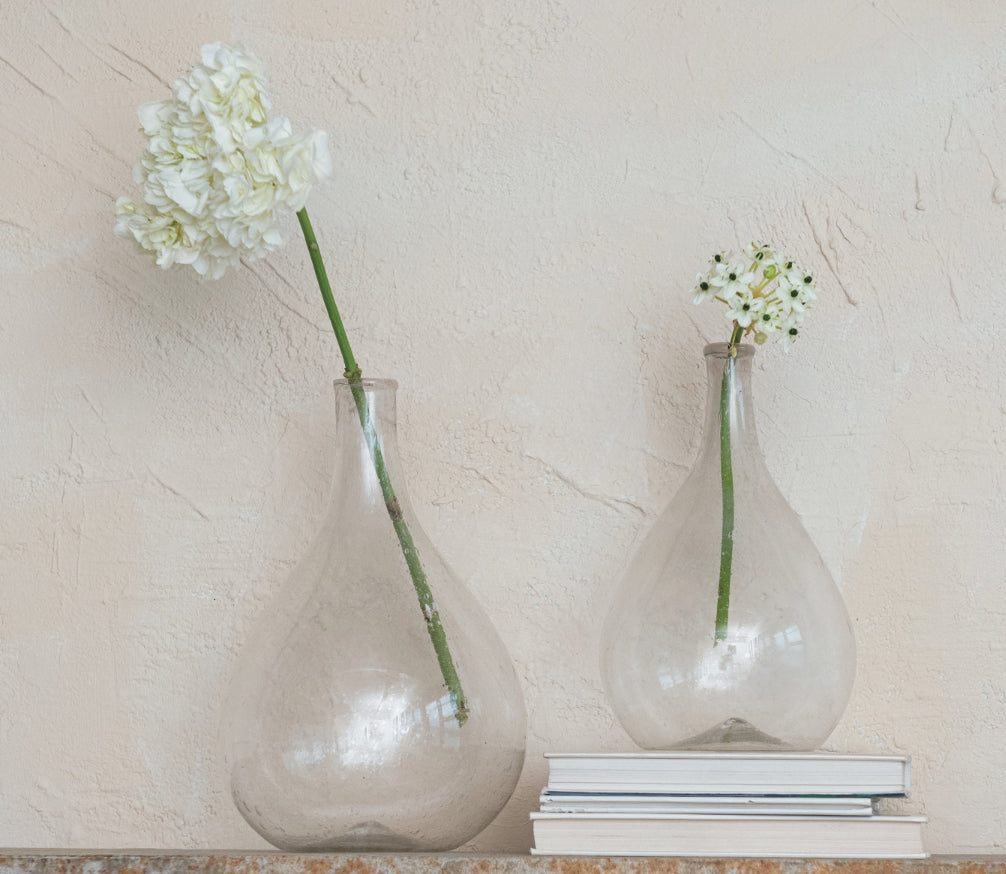 Hand-Blown Recycled Glass Bottle Vase