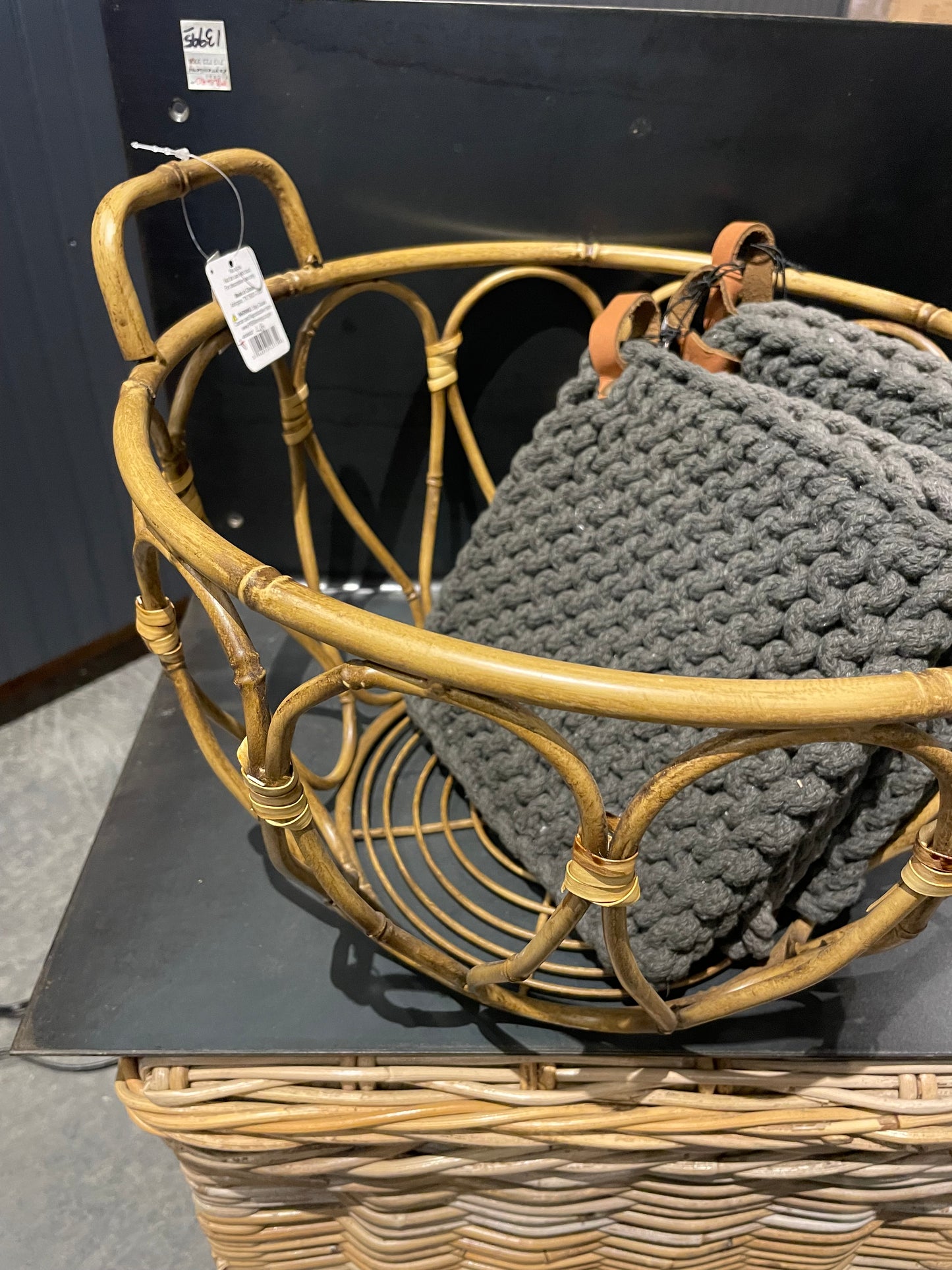 Bamboo Metal Open Weave Bowl-Lg