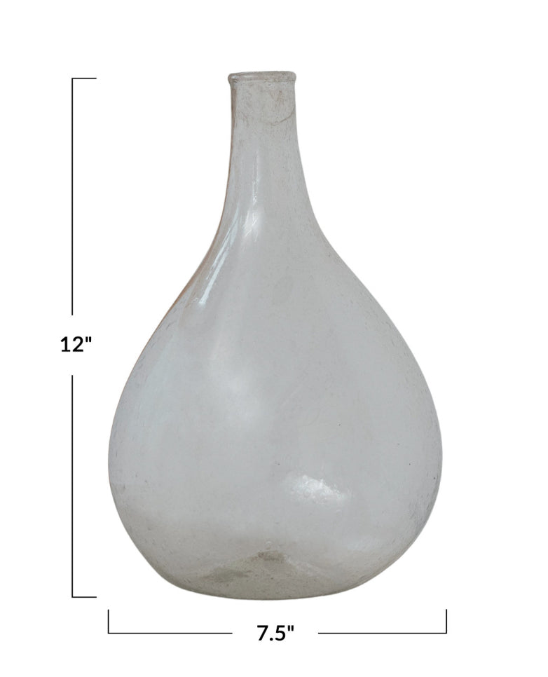 Hand-Blown Recycled Glass Bottle Vase