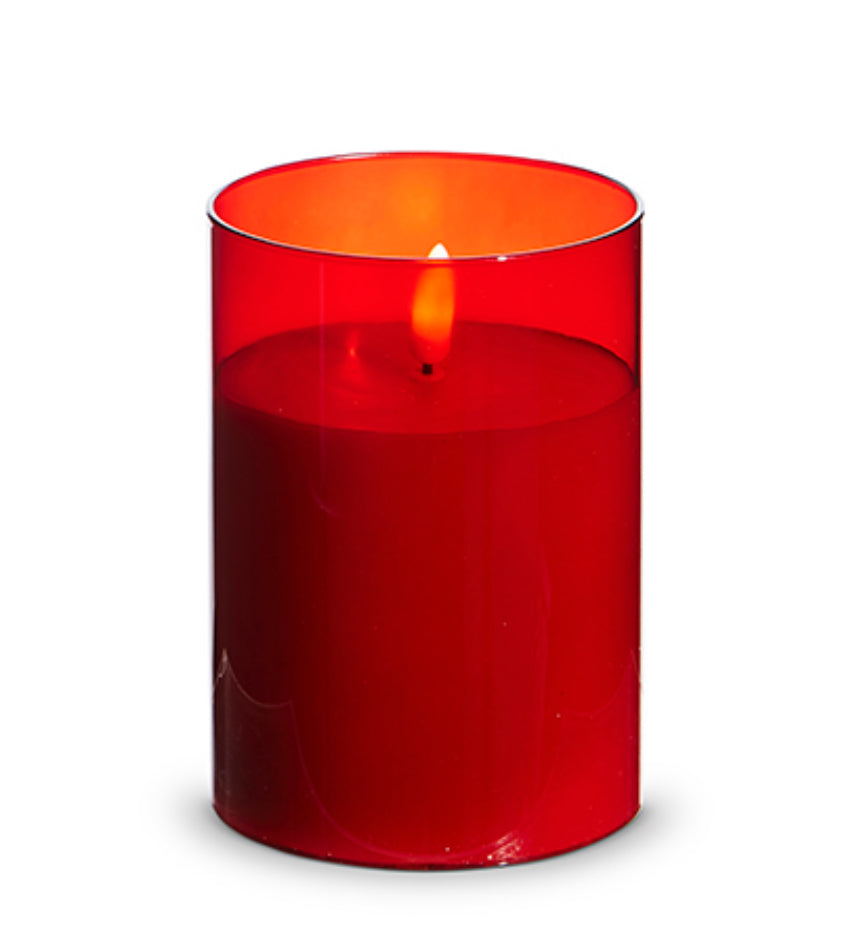 3.5” x 5” Red Glass Ivory Pillar