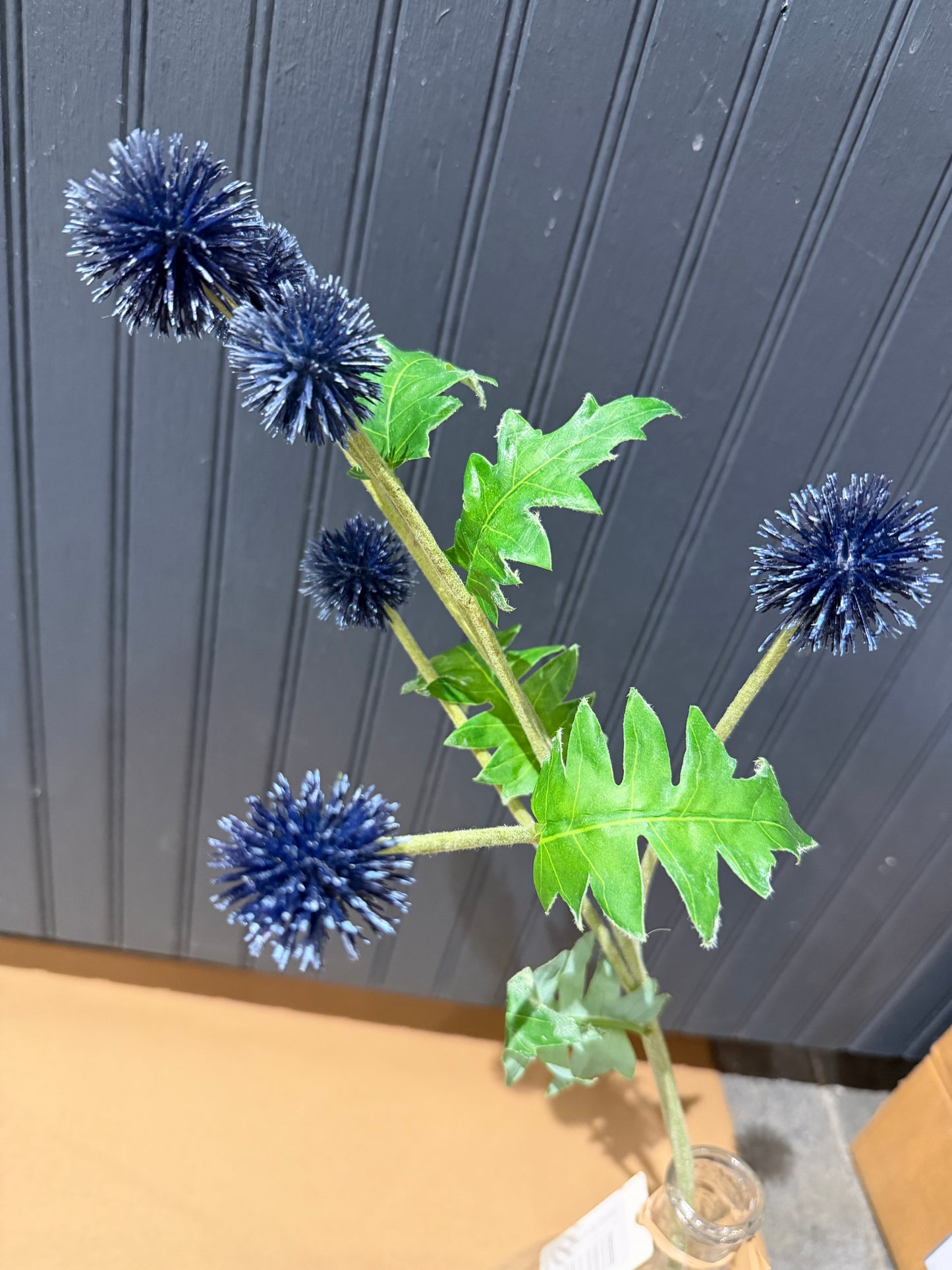 25” Globe Dark Blue Thistle Spray