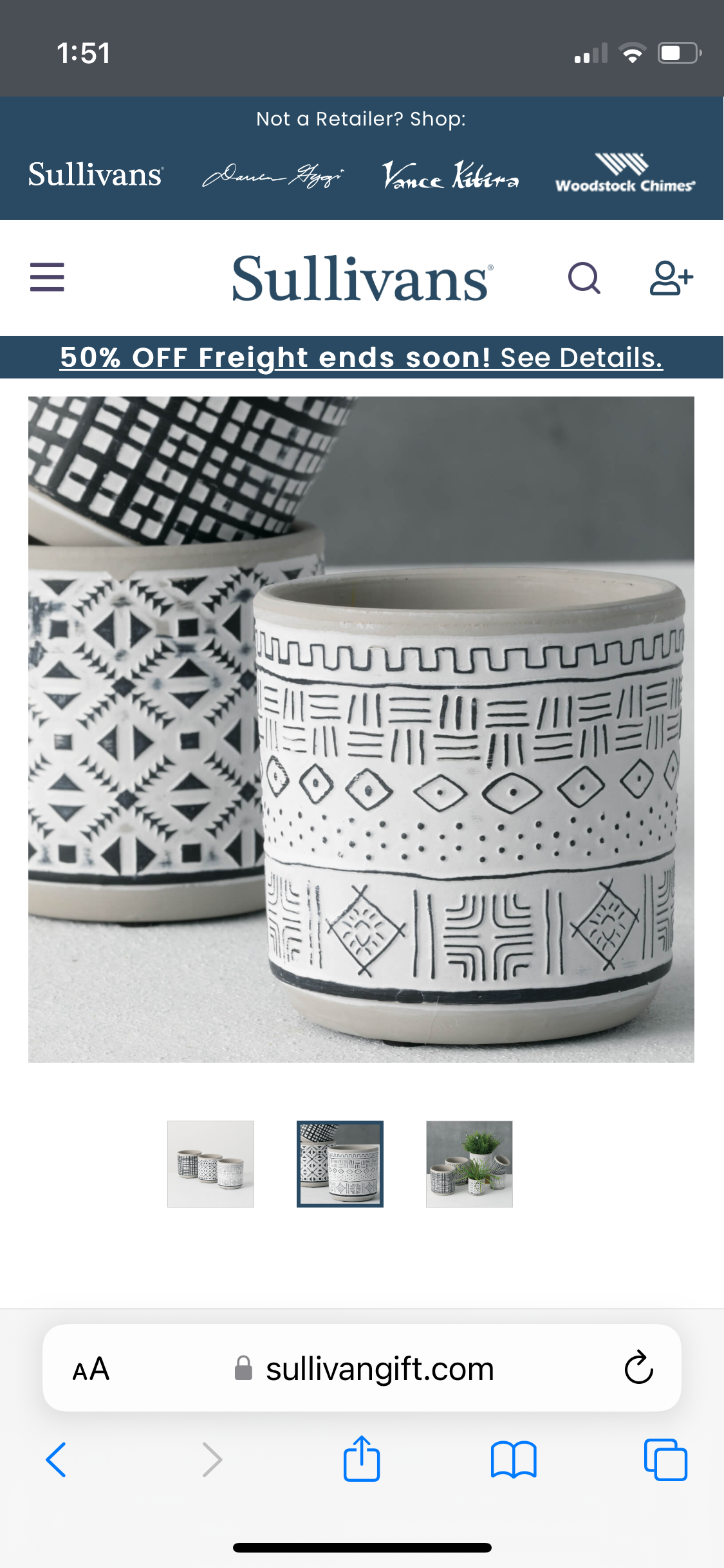 Small Black/White Patterned Pot Asst.