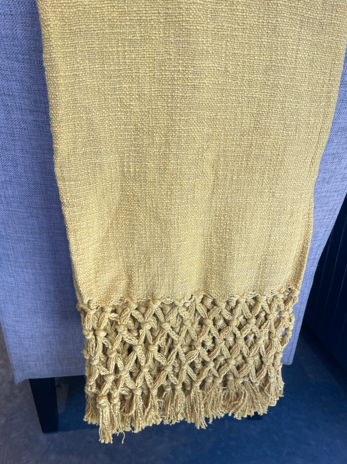 Woven Cotton Throw w/Crochet & Fringe
