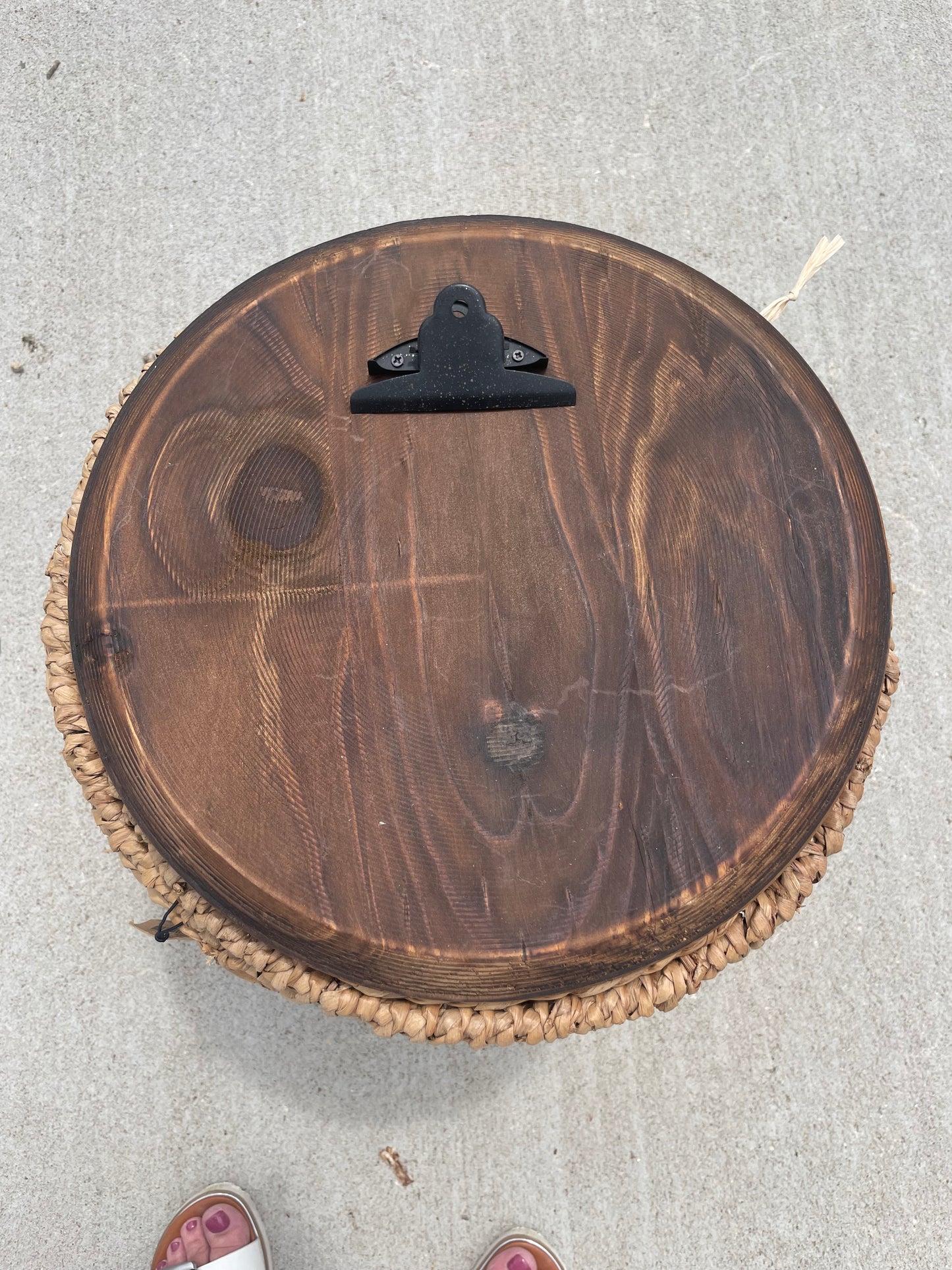 Stained Wood Round Pitcher Holder