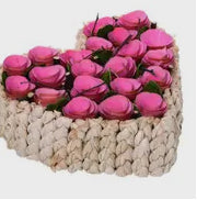 Woven Heart w/Coral Roses