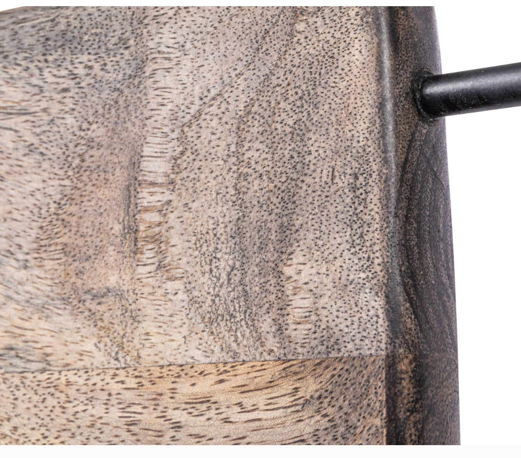 Mango Wood Cutting Board w/Black Metal Handle