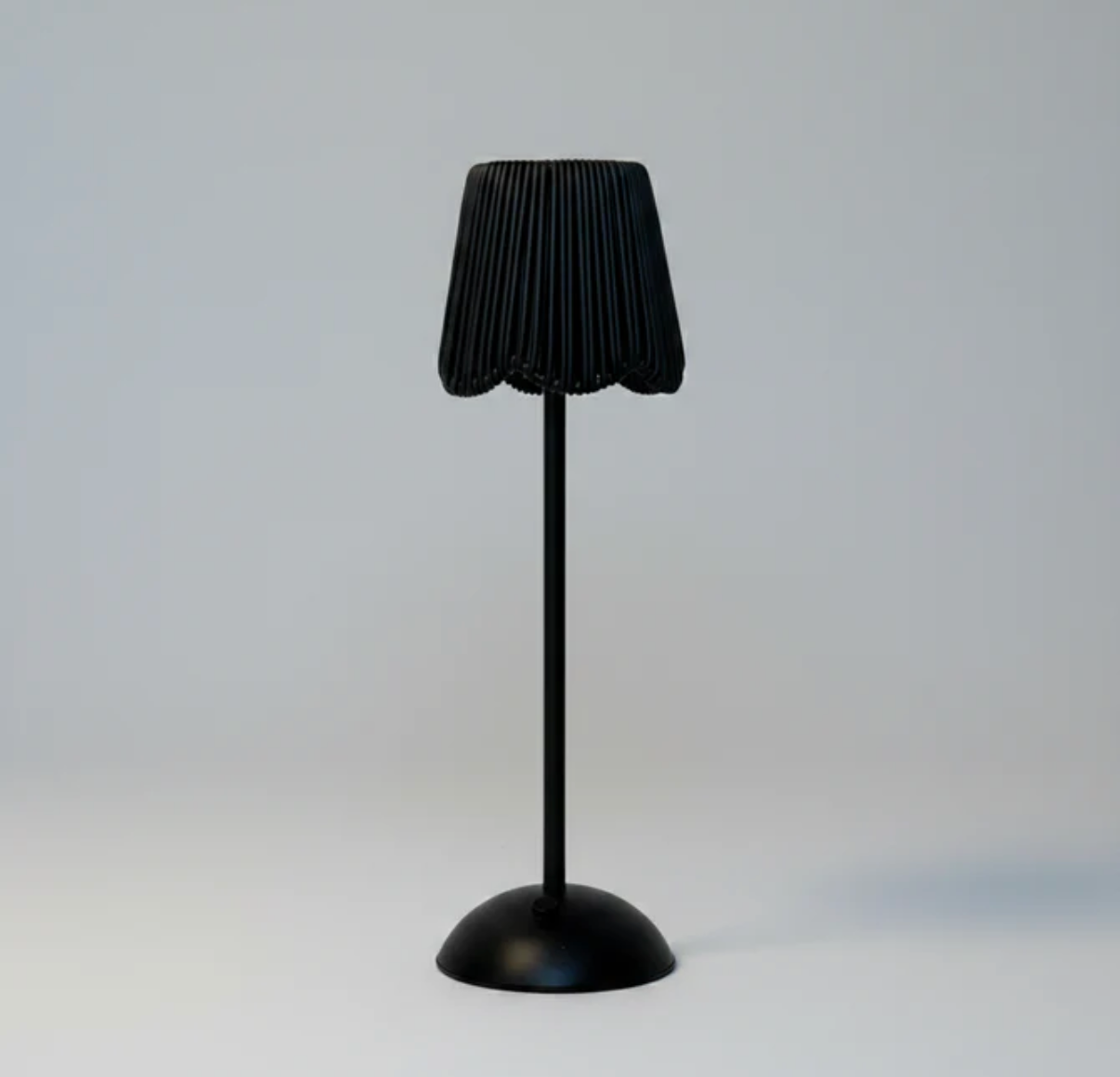 Black LED USB Lamp-Scalloped Rattan Shade