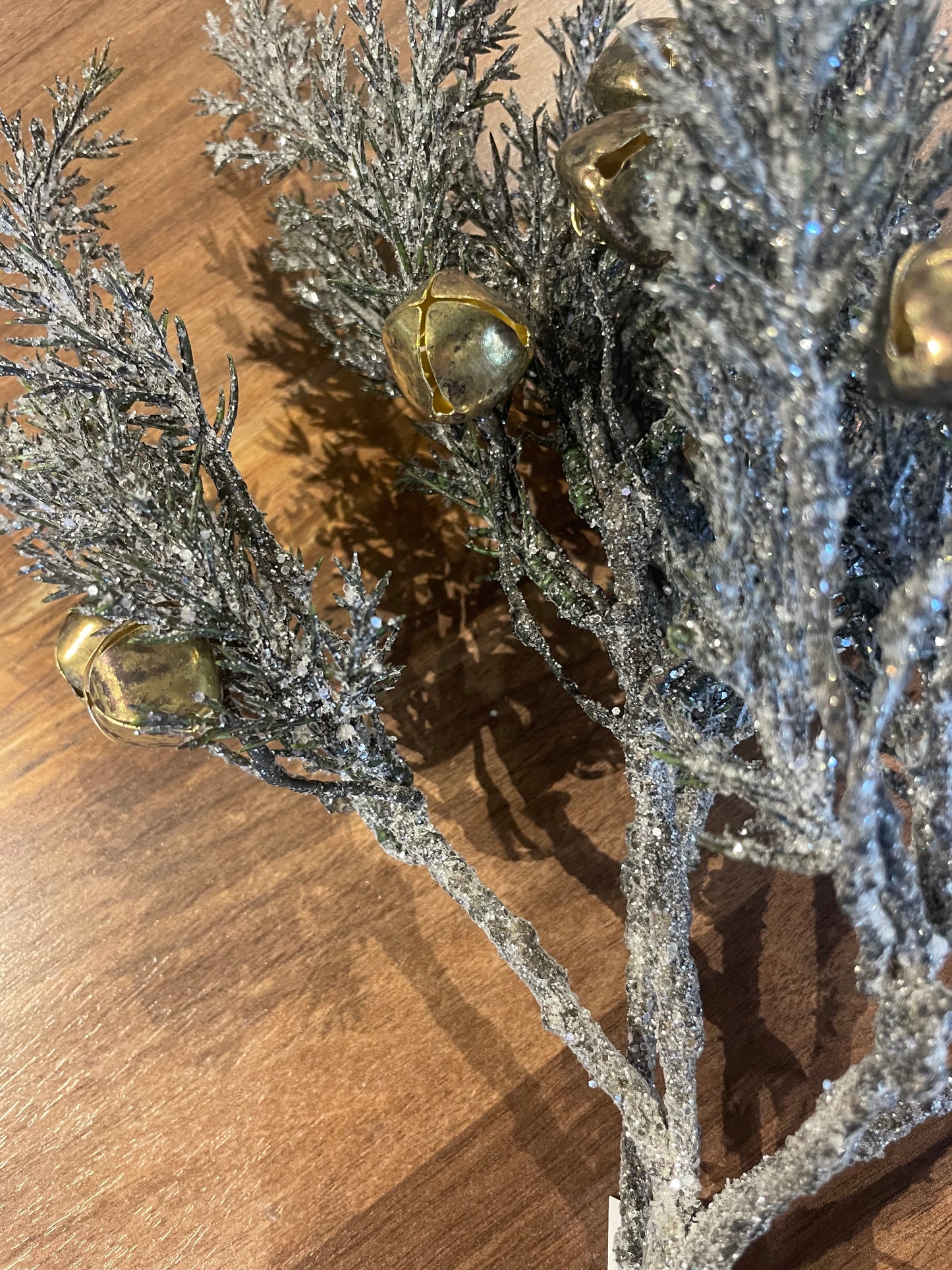 Charcoal Pine Pick w/Gold Bells