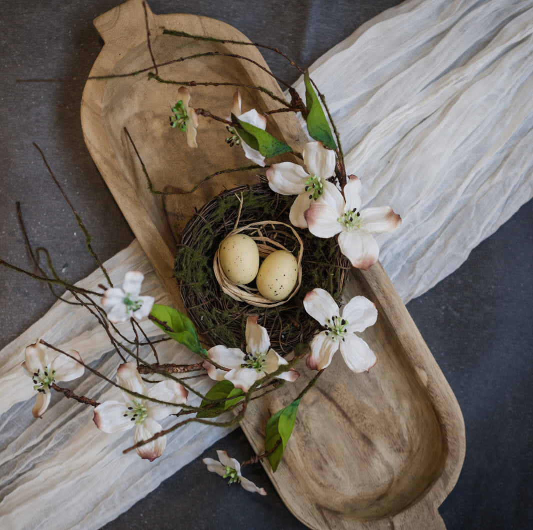 11” White Dogwood Bird Nest