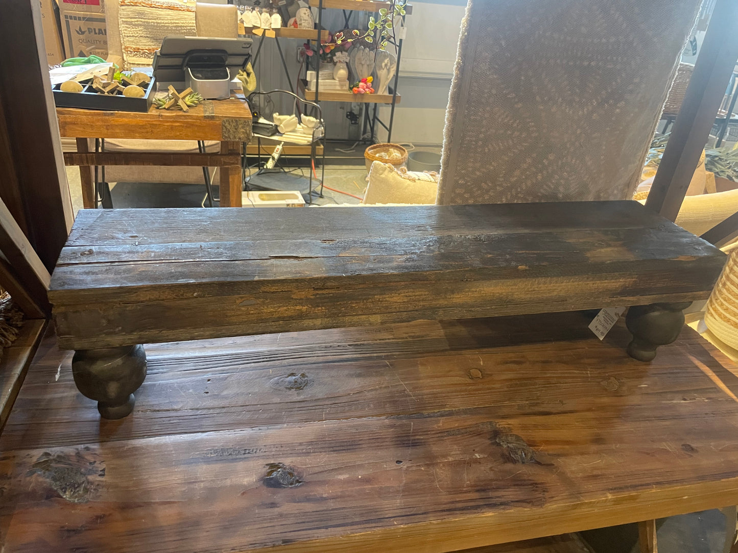 Rustic Wood Rectangle Tray w/Wood Legs