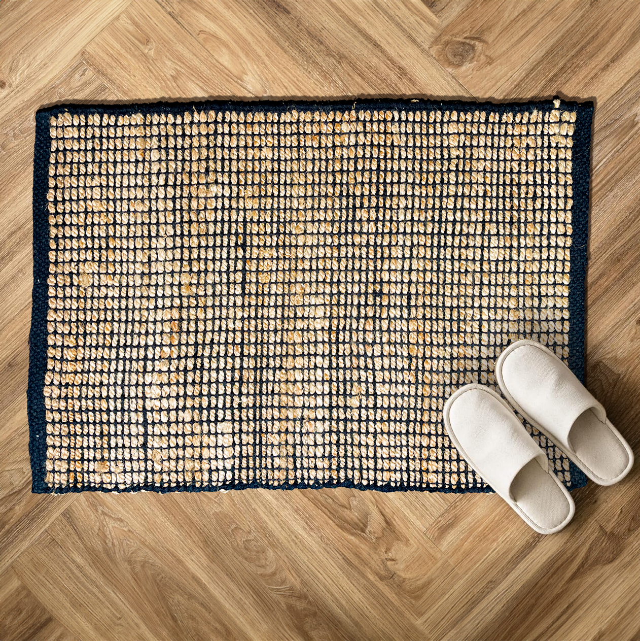 Monterey Jute/Cotton Rug-Natural Jute/Black-2'x3'