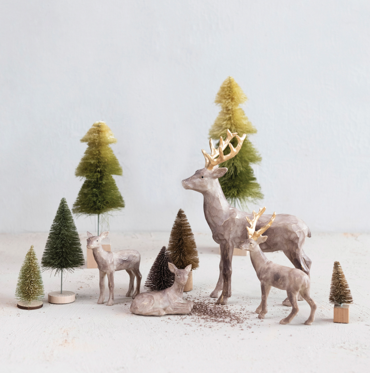 5-3/4”H Resin Standing Deer w/Gold Accents