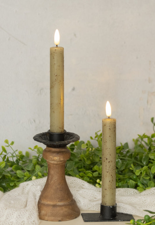 7.25” 3D Flame Green Taper Candle