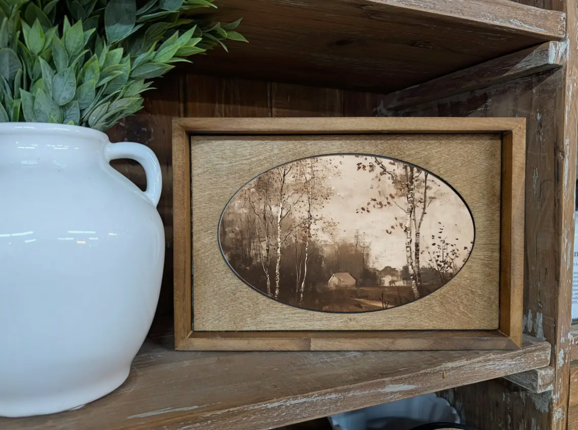 Box Framed Canvas Art Antique Cottage