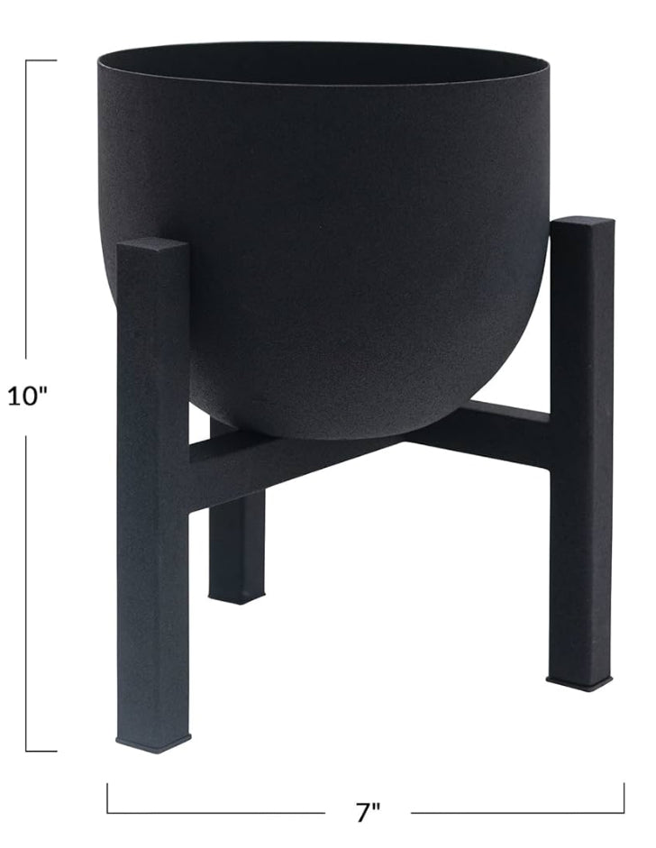 Black Metal Pot w/Stand