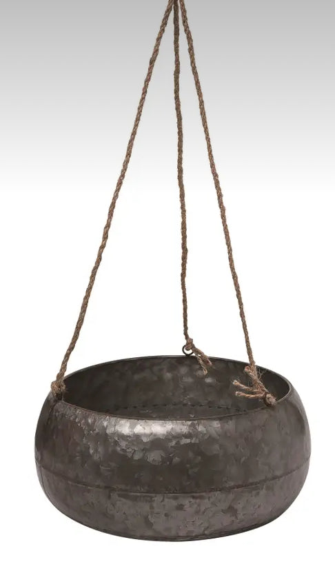Silver Metal Hanging Planter-Lg