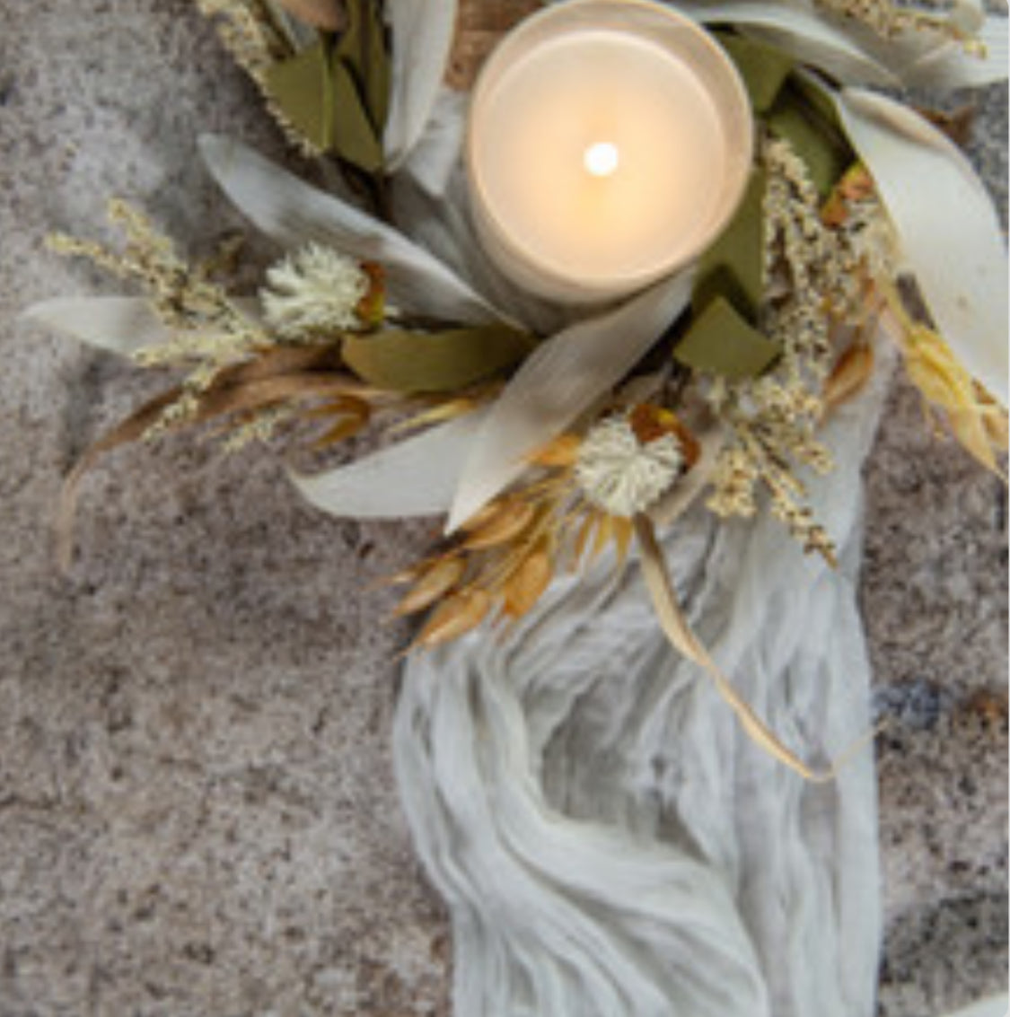12” Cream Heather & Wheat Candle Ring