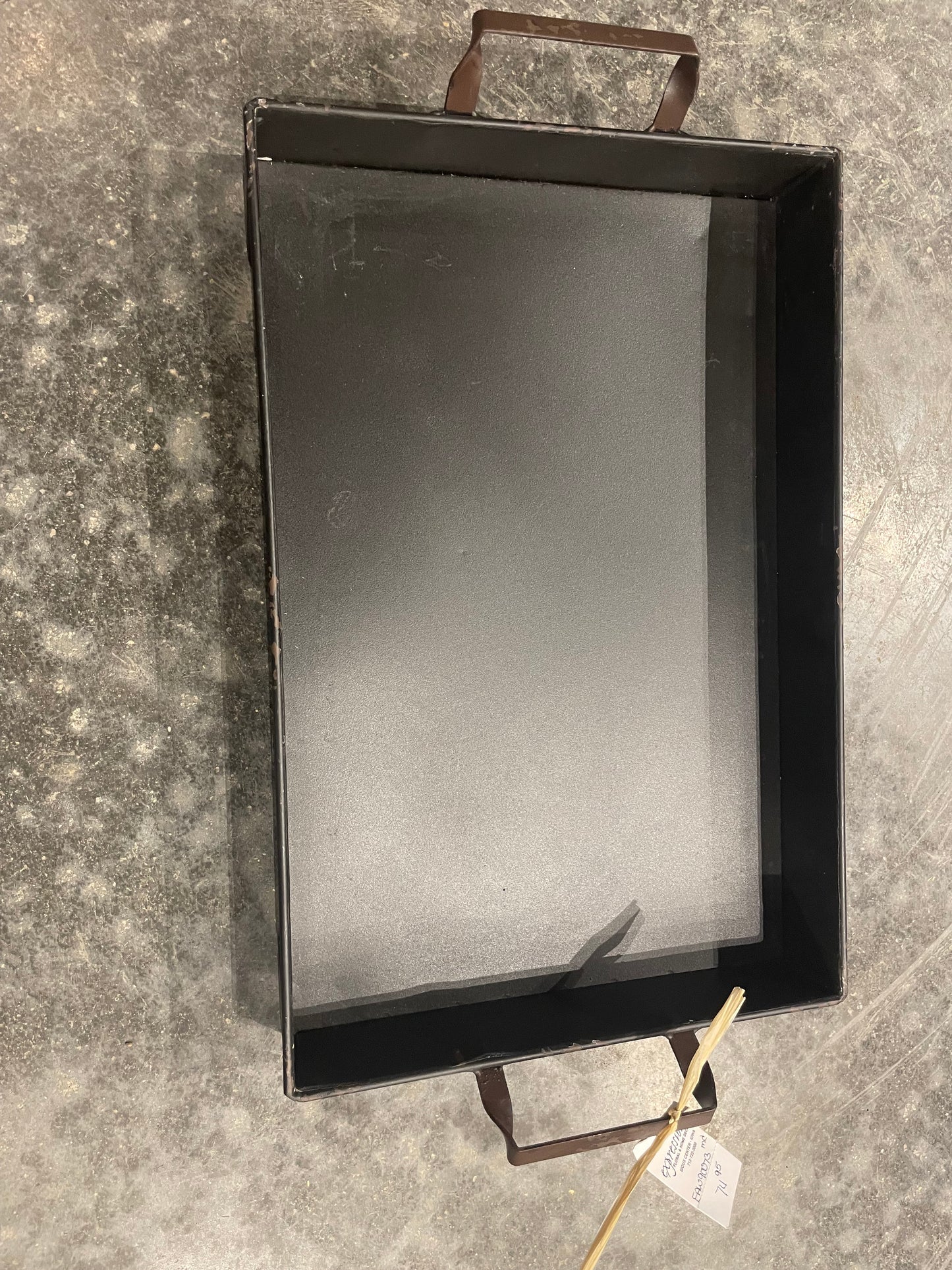 Black Metal Tray w/Handles-Med