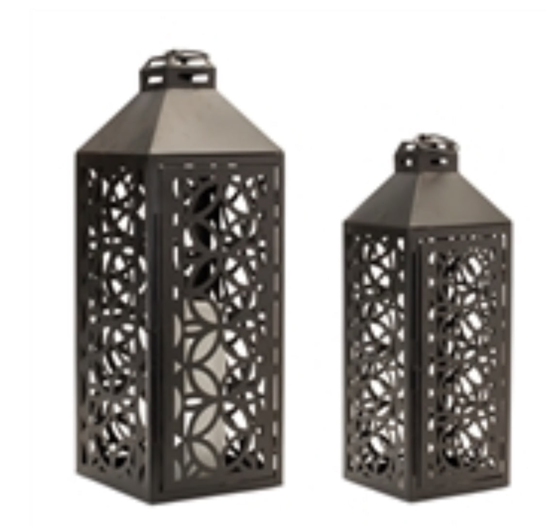 17”H Black Metal Lantern-Sm
