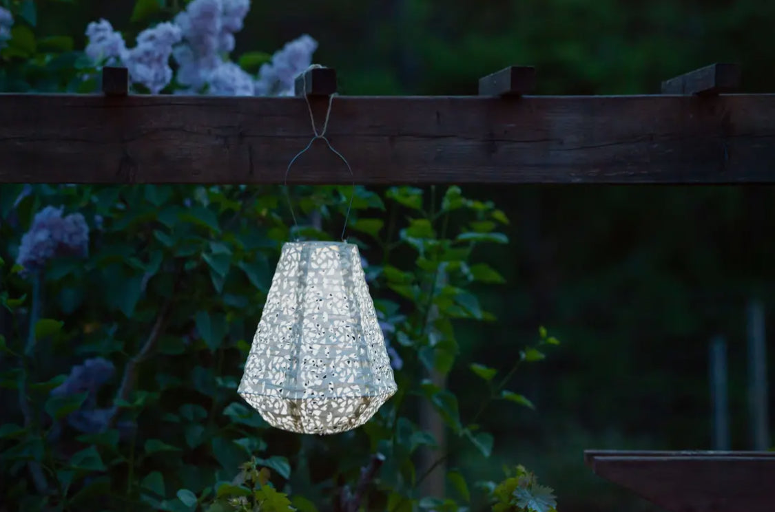 Stella Prism 11” Solar Lantern-Pearl