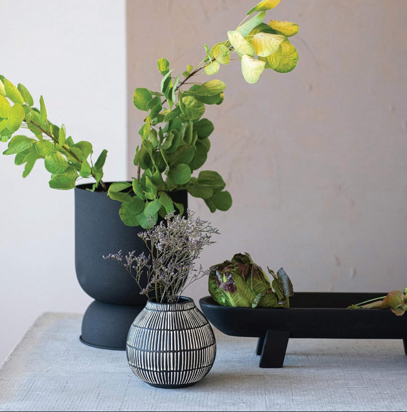 Debossed Stoneware Vase