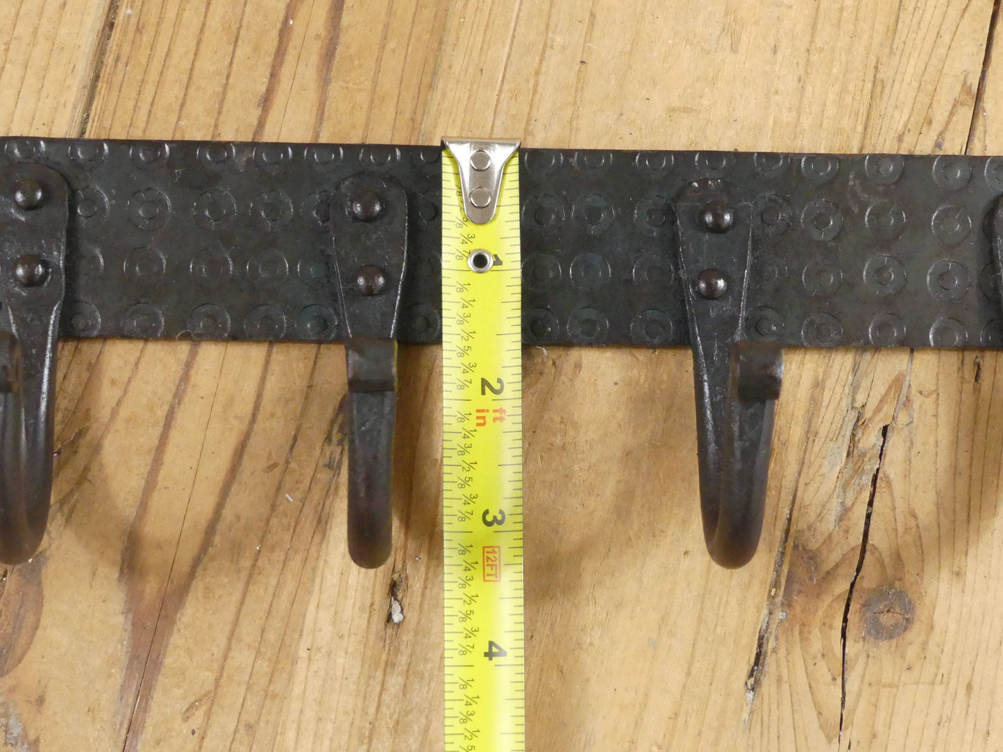 HAND FORGED IRON COAT RACK WITH 4 HOOKS