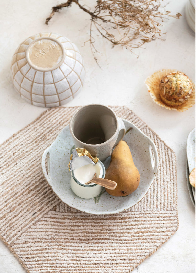Cotton & Jute Embroidered Octagon Shape Placemat