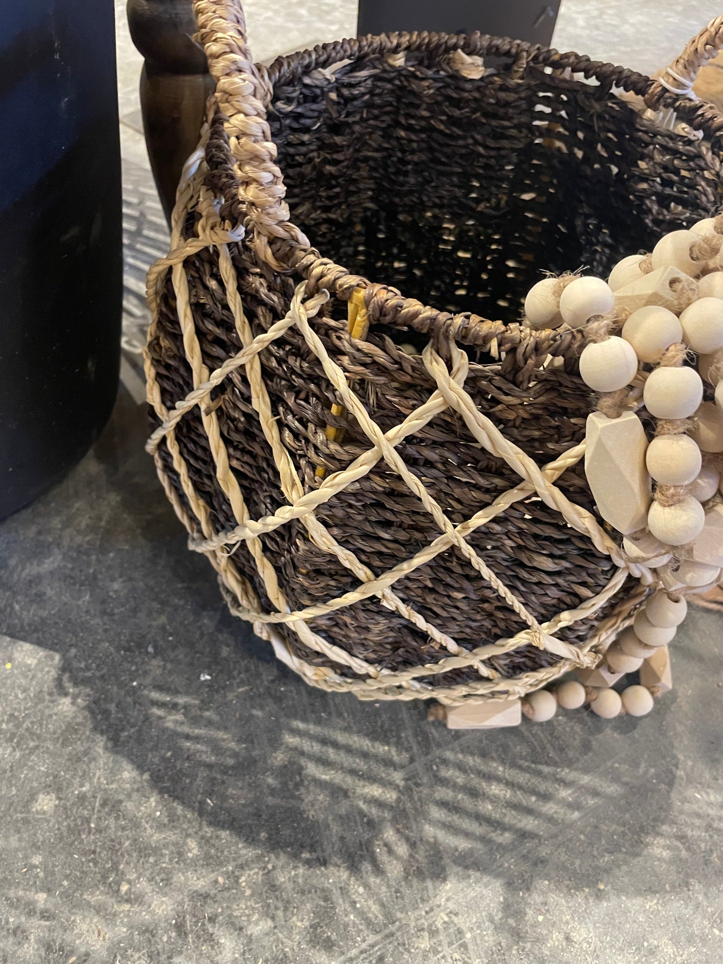 Black/Natural Seagrass Basket- MD