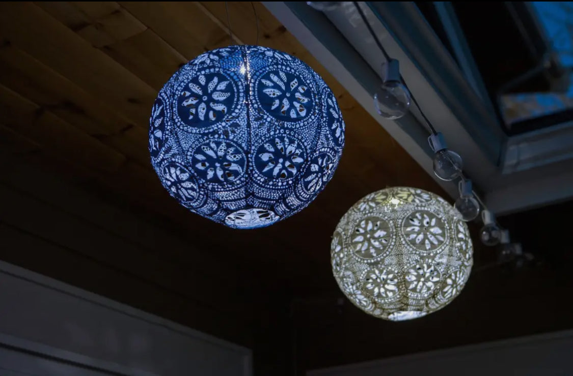 Stella 12” Solar Lantern-Pearl