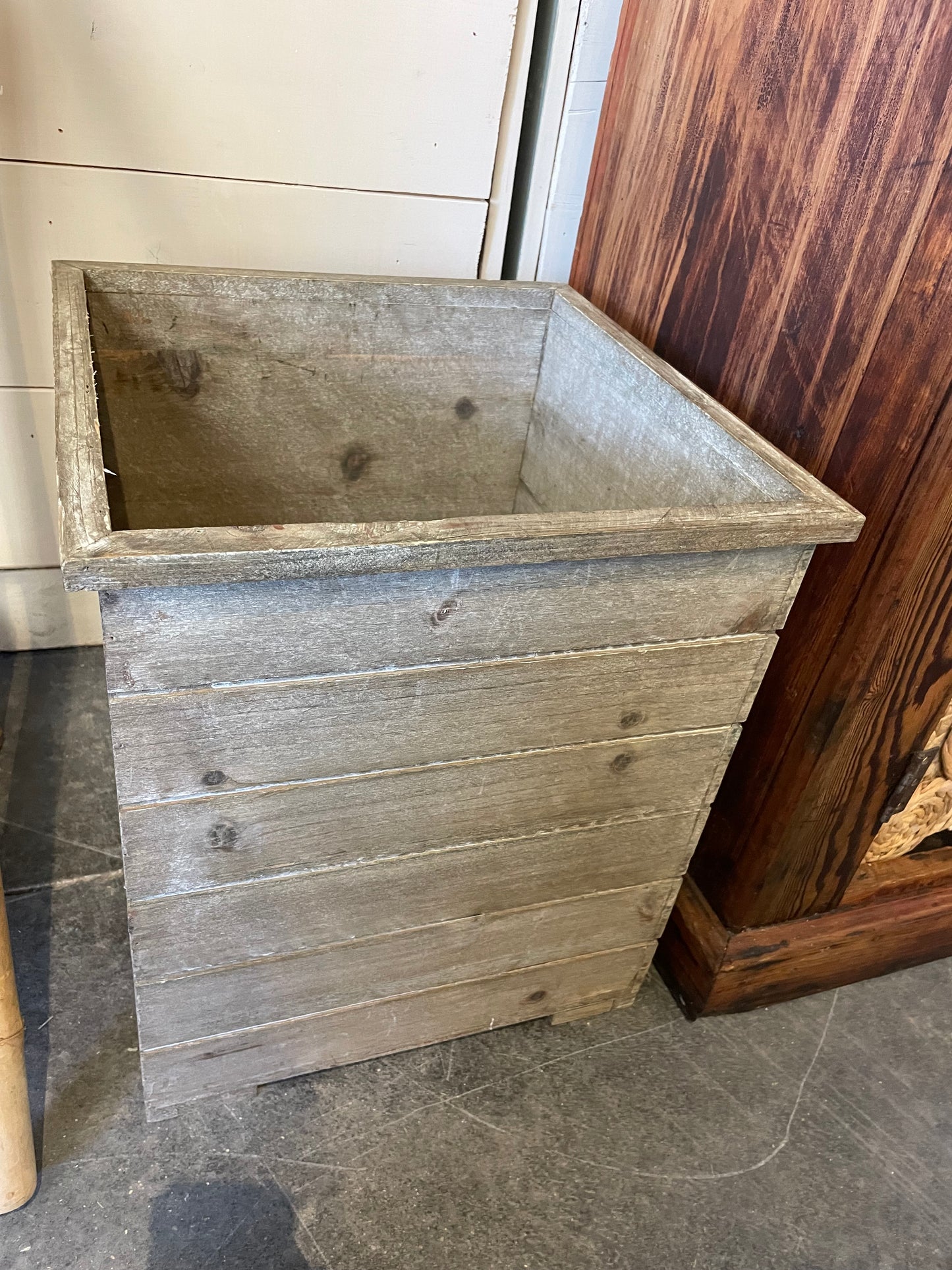 Rustic Square Wood Planter