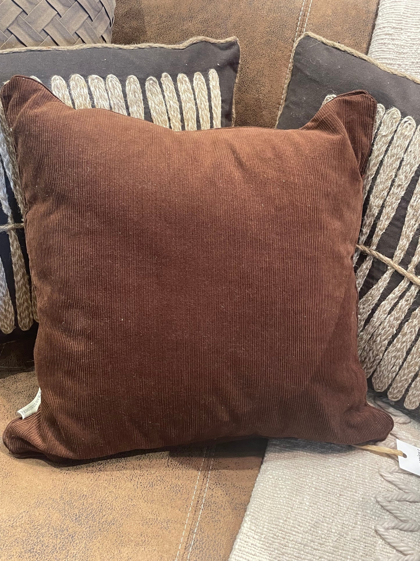 Plaid Pillow w/Brown Corduroy Back