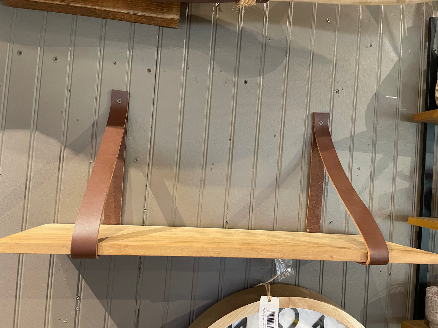 Acacia Leather Strap Shelf