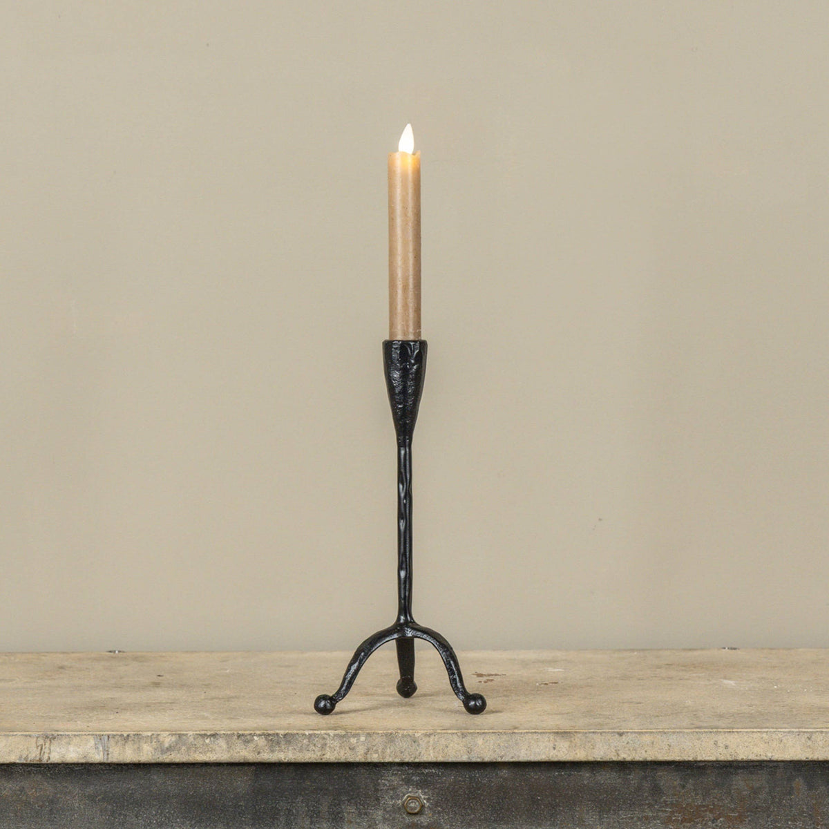 9.75" FORGED METAL TAPER CANDLE HOLDER
