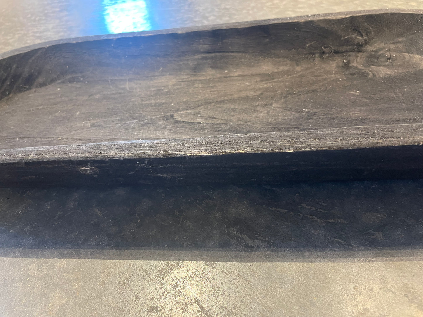 Black Wood Oblong Dough Bowl-LG