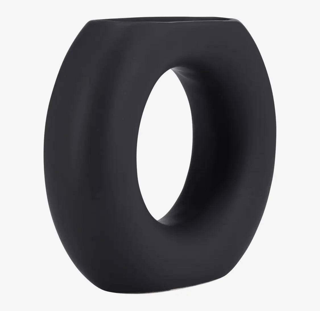 5” Black Abstract Donut Cut-Out Vase
