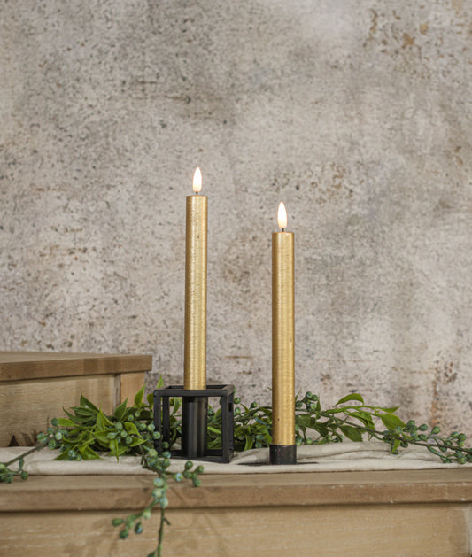 9.5” 3D Flame Gold Taper Candle