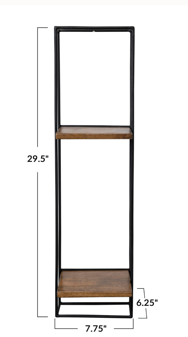 Metal & Wood Mango 2-Tier Wall Shelf