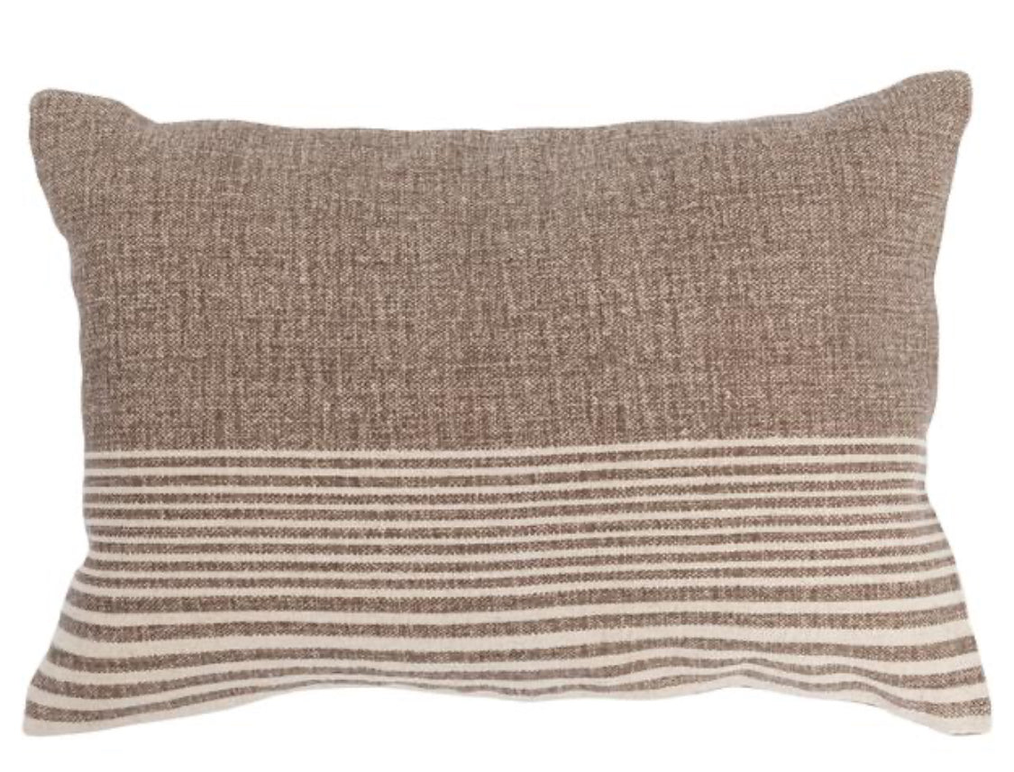 Brown Striped Lumbar Pillow