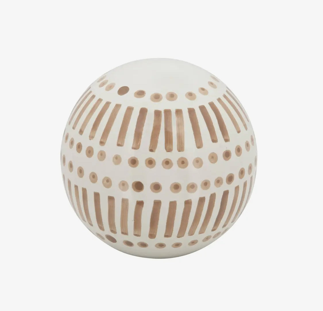 6” Brown/Tan Ceramic Round Line Orb