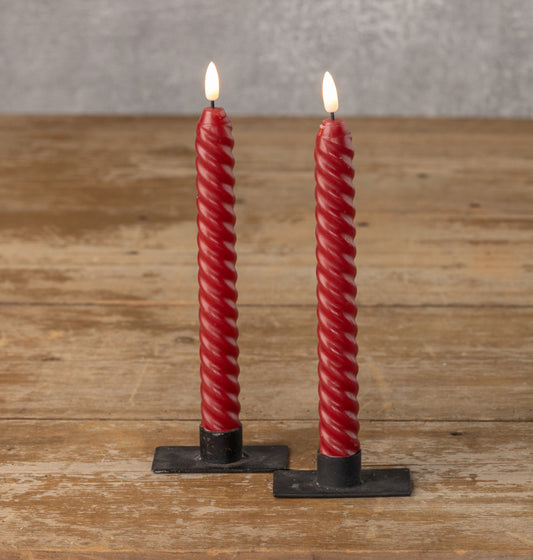 9.5” 3D Flame Twist Red Taper Candle