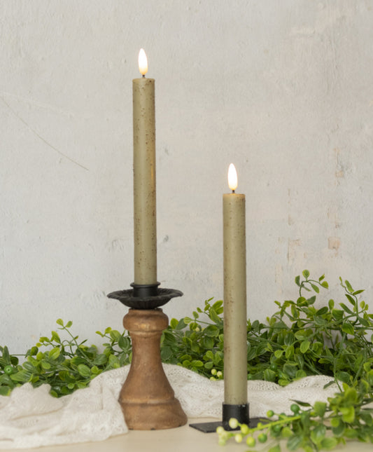 9.5” 3D Flam2 Green Taper Candle